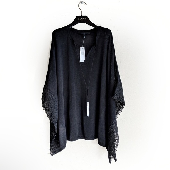 WHITE HOUSE BLACK MARKET Lace Trim BUTTERFLY PULLOVER SWEATER Top Sz M $98 - Picture 5 of 5